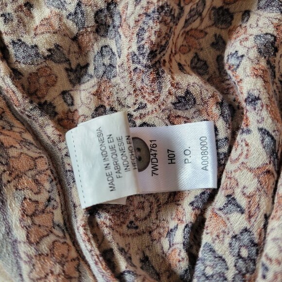 Lucky Brand Womens XS Floral Boho Long Sleeve Blouse With Button & Tie Detail - Picture 7 of 7